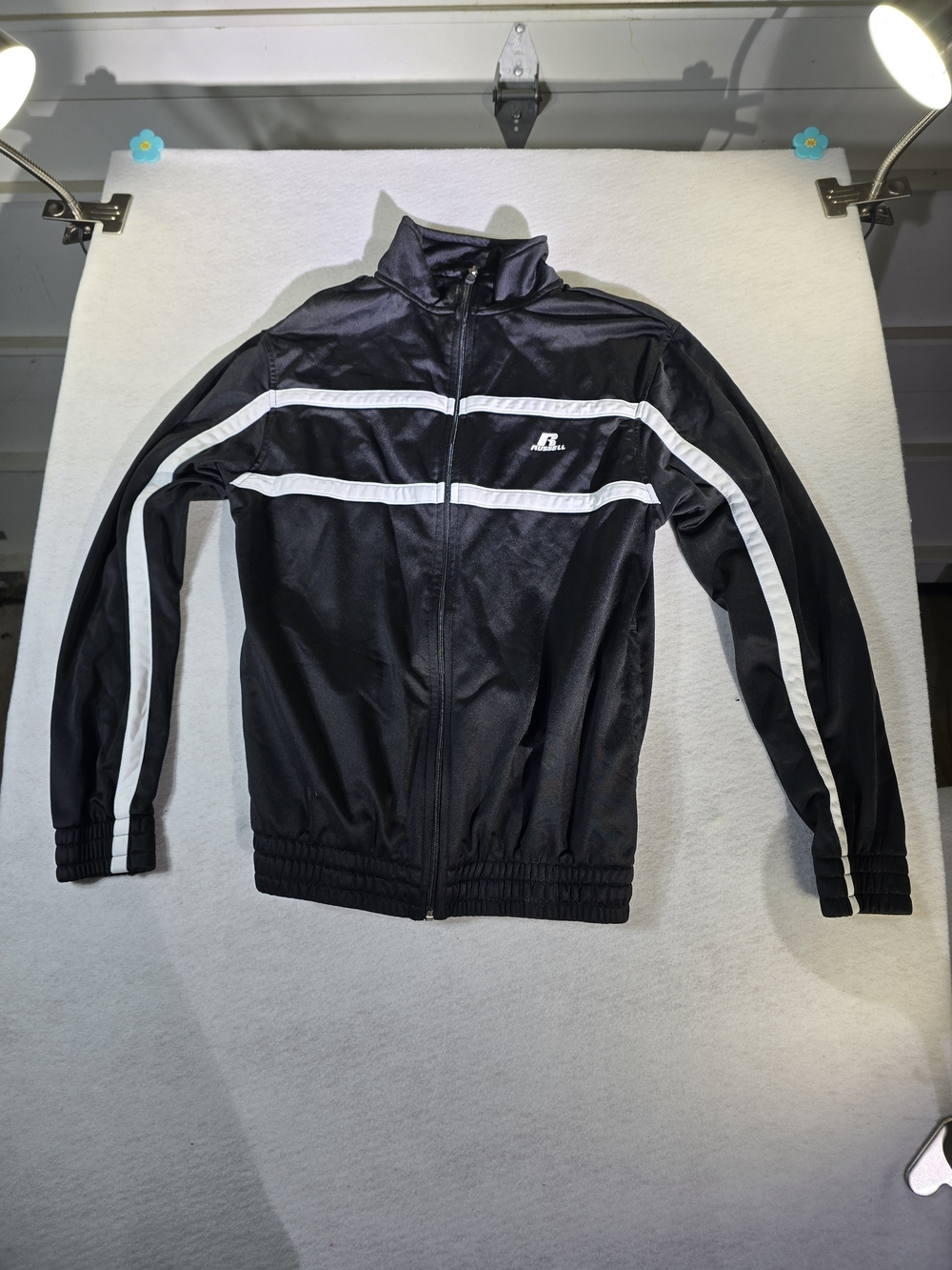 Russell Athletic Black and White Track Jacket Size S